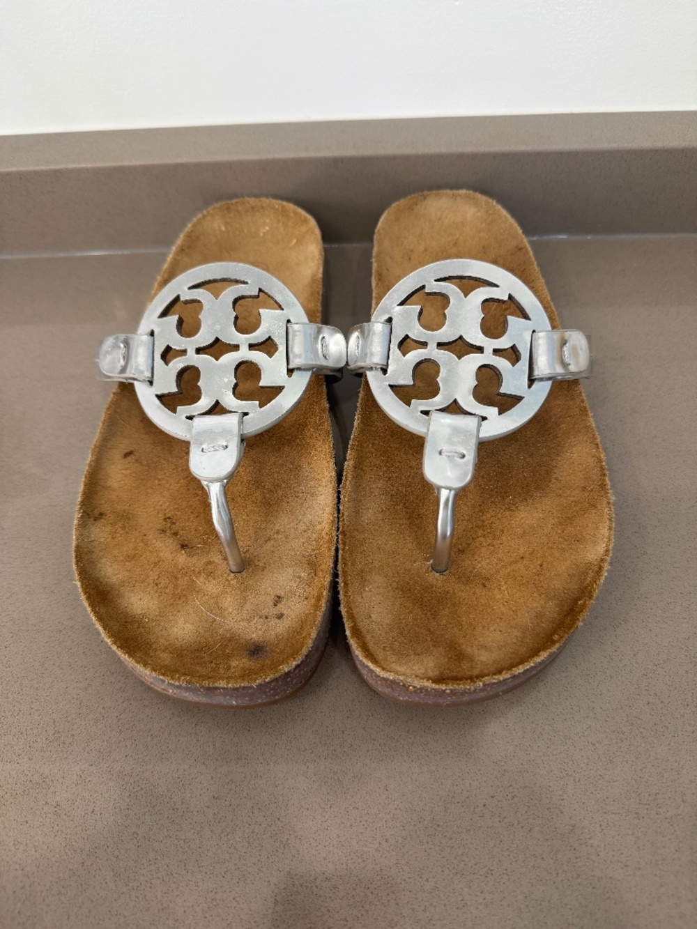 Tory Burch Womens Miller Cloud Sandals Silver